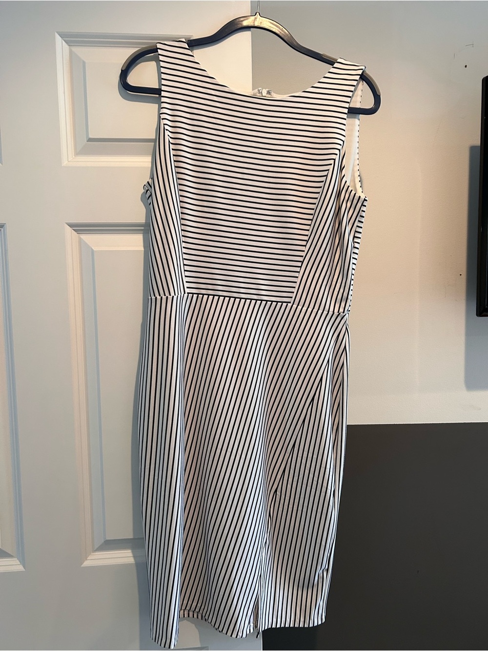 White House Black Market Black & White Striped Midi Sheath Dress